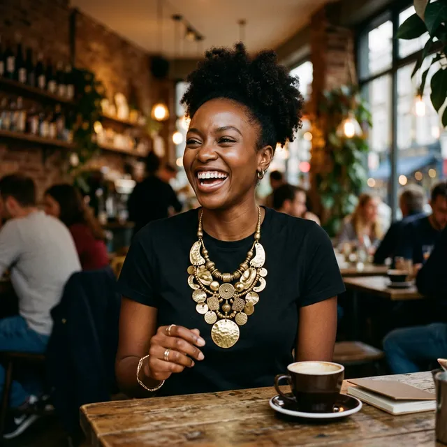 Gold necklace with white t-shirt